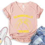 classicaly trained t shirt v neck for women heather peach