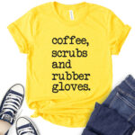 coffee scrubs t shirt for women yellow