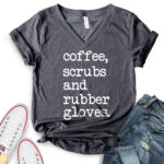 coffee scrubs t shirt v neck for women heather dark grey