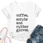 coffee scrubs t shirt v neck for women white