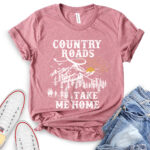country roads take me home t shirt for women heather mauve