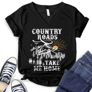 Country Roads Take Me Home T-Shirt V-Neck for Women 2