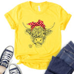 cow print t shirt for women yellow