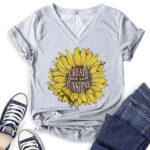 create your own sunshine t shirt v neck for women heather light grey