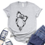 cute owl t shirt for women heather light grey