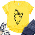 cute owl t shirt for women yellow
