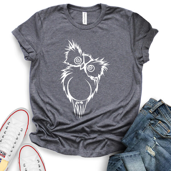 cute owl t shirt heather dark grey