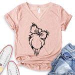 cute owl t shirt v neck for women heather peach