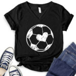 cute soccer t shirt v neck for women black