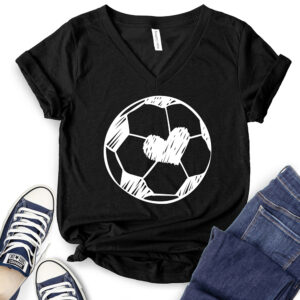 Cute Soccer T-Shirt V-Neck for Women 2