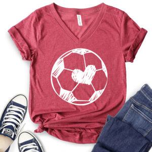 cute soccer t shirt v neck for women heather cardinal