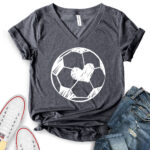 cute soccer t shirt v neck for women heather dark grey
