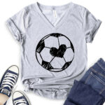 cute soccer t shirt v neck for women heather light grey