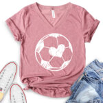 cute soccer t shirt v neck for women heather mauve