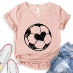 cute soccer t shirt v neck for women heather peach