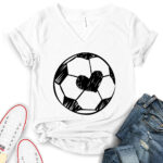 cute soccer t shirt v neck for women white