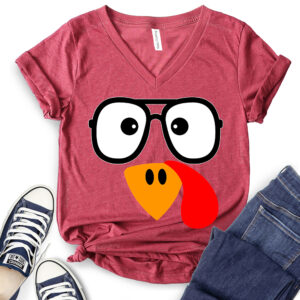 Cute Turkey T-Shirt V-Neck for Women