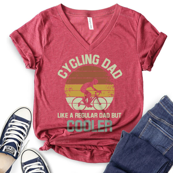 cycling dad like a regular dad but cooler t shirt v neck for women heather cardinal