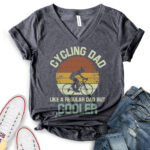 cycling dad like a regular dad but cooler t shirt v neck for women heather dark grey