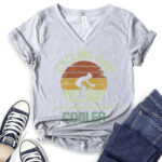 cycling dad like a regular dad but cooler t shirt v neck for women heather light grey