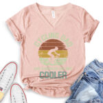 cycling dad like a regular dad but cooler t shirt v neck for women heather peach