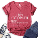 cycopath t shirt v neck for women heather cardinal