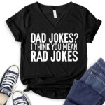 dad jokes t shirt v neck for women black