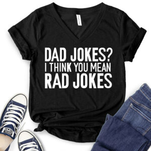 Dad Jokes T-Shirt V-Neck for Women 2