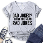 dad jokes t shirt v neck for women heather light grey