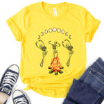 dancing skeleton t shirt for women yellow