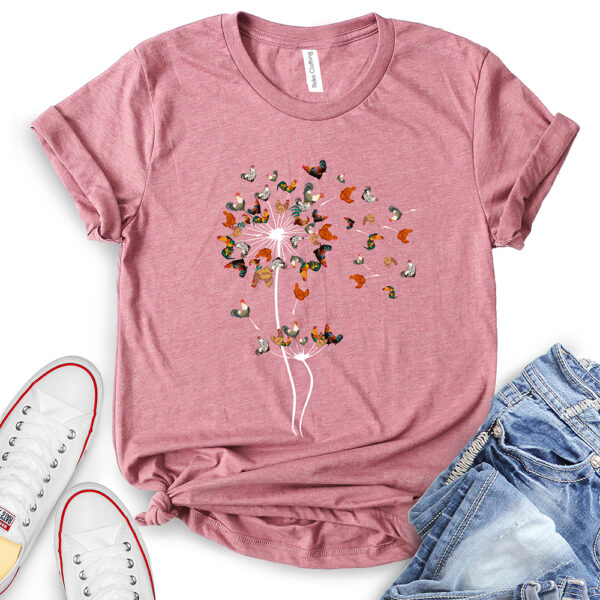 dandelion chicken t shirt for women heather mauve