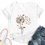 dandelion chicken t shirt v neck for women heather white