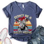 dont be salty t shirt v neck for women heather navy