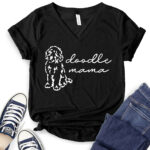 doodle mama t shirt v neck for women black