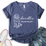 doodle mama t shirt v neck for women heather navy