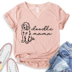 doodle mama t shirt v neck for women heather peach