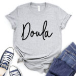 doula t shirt for women heather light grey