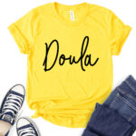 doula t shirt for women yellow