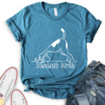 downward human dog yoga t shirt for women heather deep teal