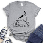 downward human dog yoga t shirt for women heather light grey