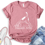 downward human dog yoga t shirt for women heather mauve
