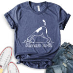 downward human dog yoga t shirt for women heather navy