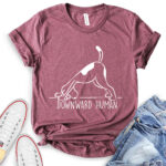 downward human dog yoga t shirt heather maroon