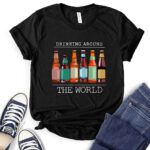 drinkig around the world beer t shirt for women black