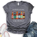 drinkig around the world beer t shirt for women heather dark grey
