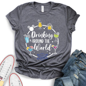 drinking around the world t shirt heather dark grey