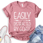 easily distracted by goats t shirt for women heather mauve