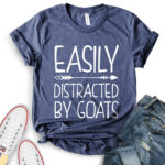 easily distracted by goats t shirt for women heather navy
