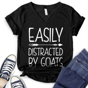 Easily Distracted by Goats T-Shirt V-Neck for Women 2