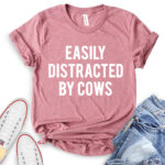 easly distracted by cows t shirt for women heather mauve